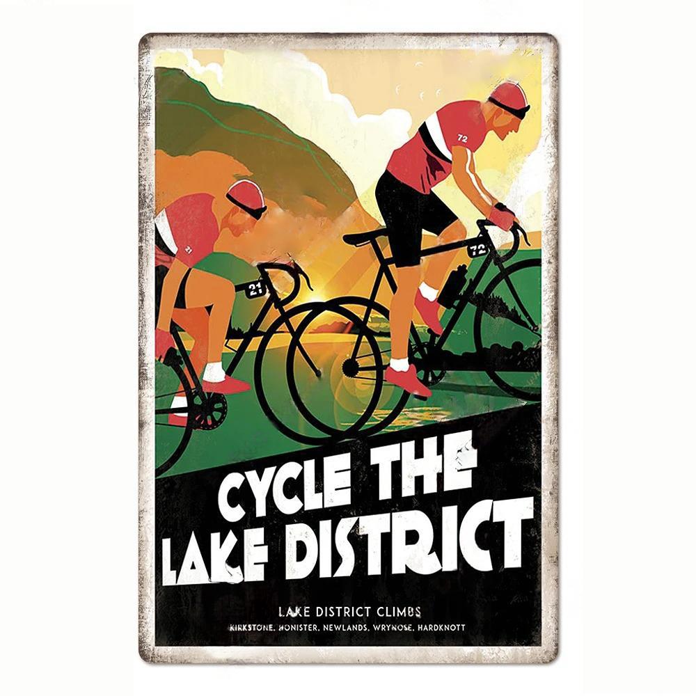 Vintage Bicycle Race Posters Decor Metal Tin Signs Plaque Retro Metal Poster Wall Decorative for Garage Man Cave