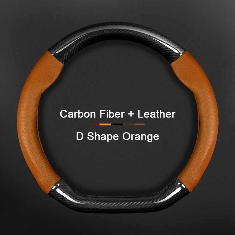 Fits For Tesla Model 3 Model X Model S Model Y Car Carbon Fiber Leather Steering Wheel Cover Car Interior Decorative Accessories