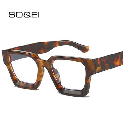 SO&EI Modisches Quadratisches Brillenetui Damen Klare Anti-Blaulicht-Brille Vintage Herren Optischer Blau-Grüner Rahmen