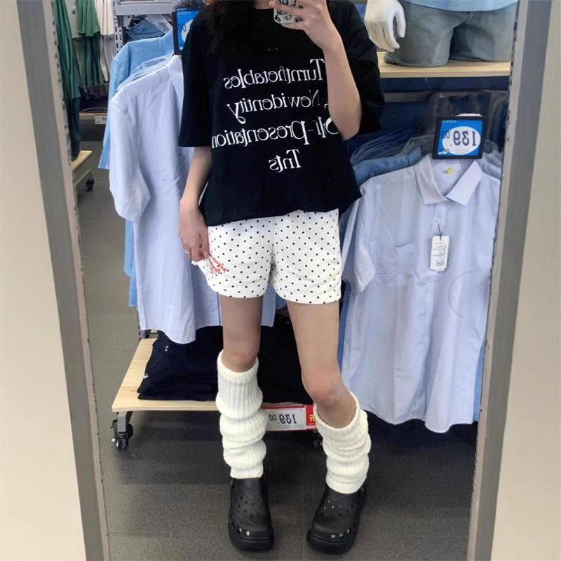Korean Polka Dot Wide-Leg Print Shorts - Spring/Summer Casual Women's Hot Pants