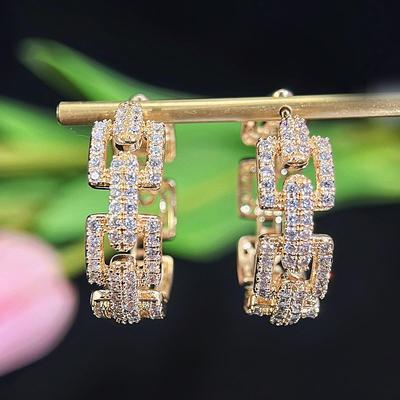 CMM brillanti piccoli zirconi color argento orecchini a cerchio rotondi con grande cerchio geometrico per gioielli alla moda da donna