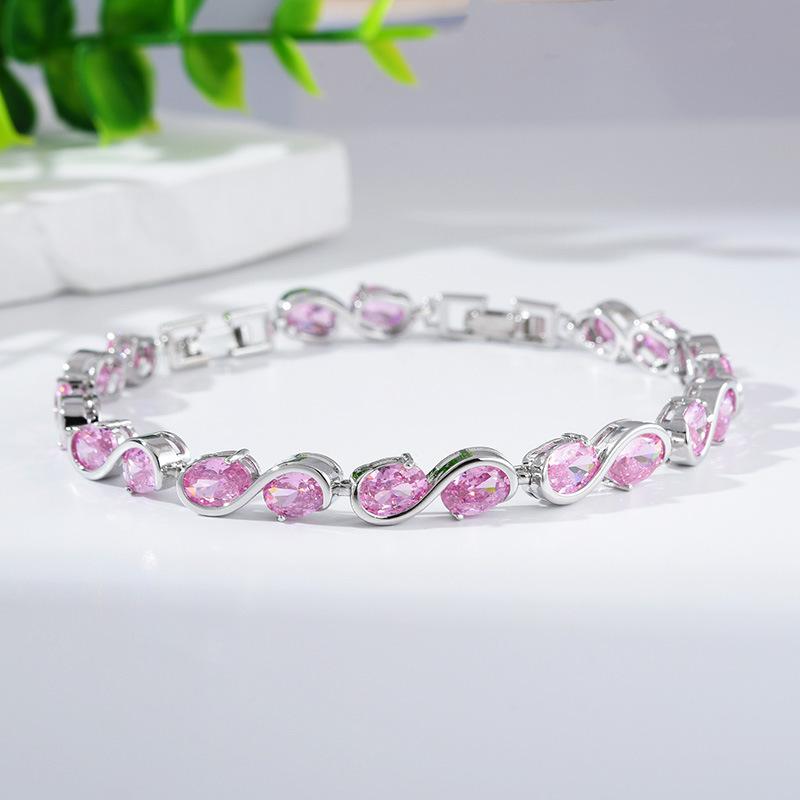 Women'S Creative Bracelet Hipster Accessories Round Simple Copper Zircon Bracelet
