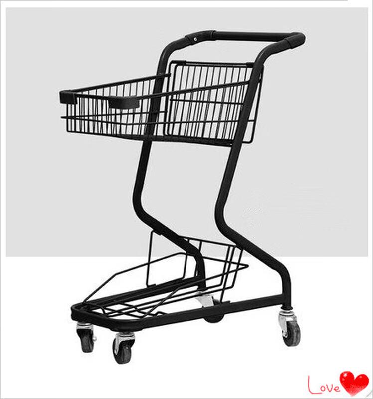 

Foldable Double-Layer Metal Shopping Trolley