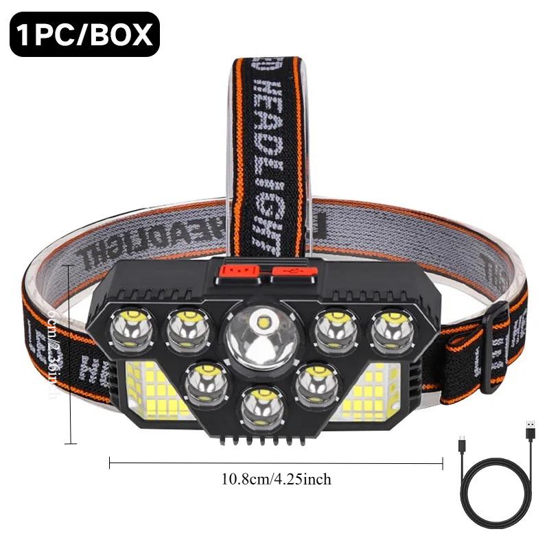 

8 Safety Lights, Various Lights Can Be Switched Multi-angle Adjustment,USB Rechargeable Sufficient Light Camping Hiking Headlamp