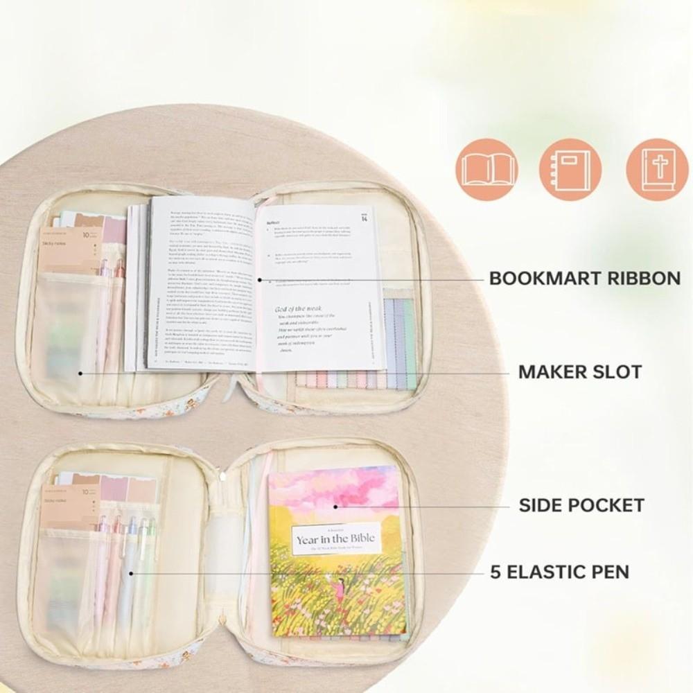 Dustproof Book Storage Bag Large Capacity Light Moisture Resistant Book Bag Quilted Cotton Interior Organizer Pockets Book Pouch