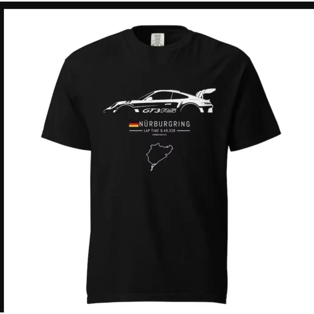 2025 Moto 911 GT3 RS Heavyweight Crewneck T-Shirt _ Nürburgring Track Shirt