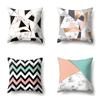 Polyester Pillow Case Nordic Ins Style Marble Geometric Printed Peach Leather Velvet Living Room Sofa Pillow Case