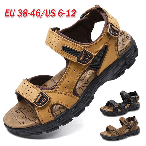 Sommer Herrenmode Lässige Sandalen Wasserdichte Ledersandalen Outdoor Wandersandalen Strandsandalen Watschuhe Übergröße 38-46