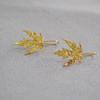 Vintage Gold-Plated Maple and Ginkgo Leaf Earrings for Women