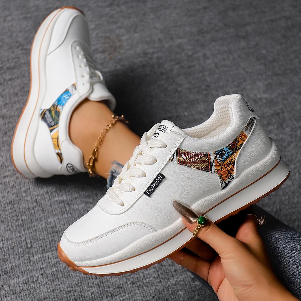 Fashion Women's Casual Sports Shoes Fashion Lace-up Side Zipper Platform Sneakers Woman Lightweight Non Slip Vulcanized Shoes Plus Size