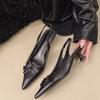 Black High Heels French Bag Head Sandals Fairy Shoes 2025 New Spring and Summer Temperament Socialite Pointed Single Shoes
