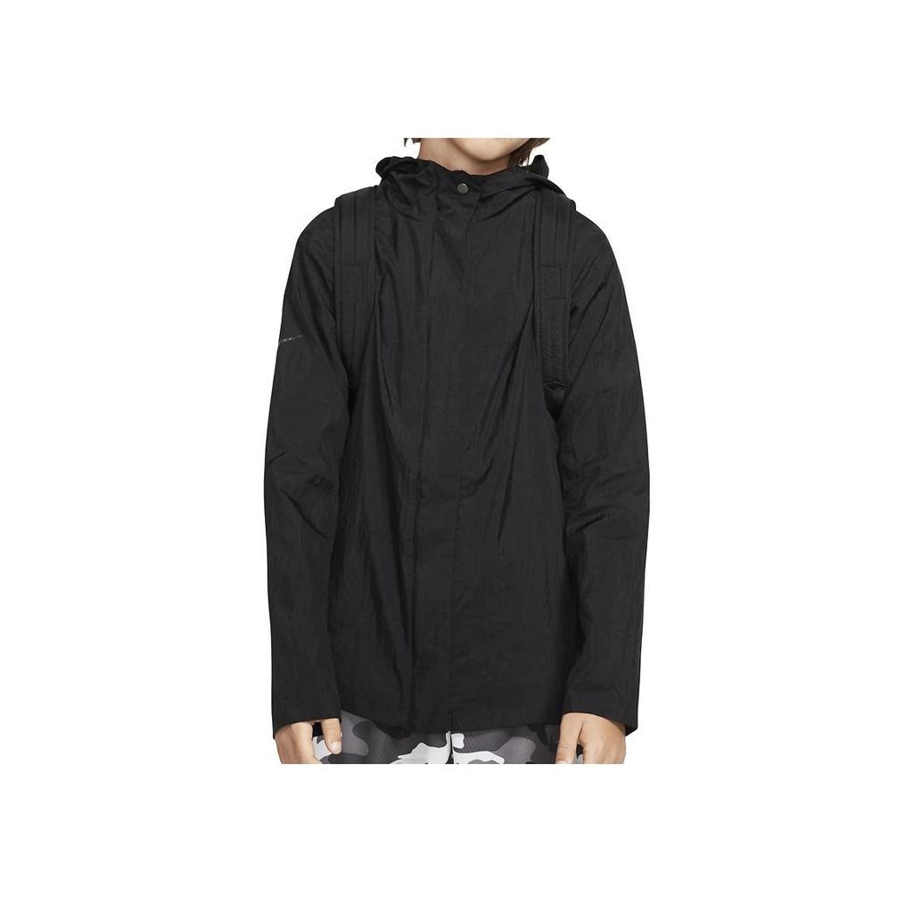 Nike Jacket Solid Color Printed Logo Zipper Hooded Long Sleeve Kids jackets Black BV3559-010