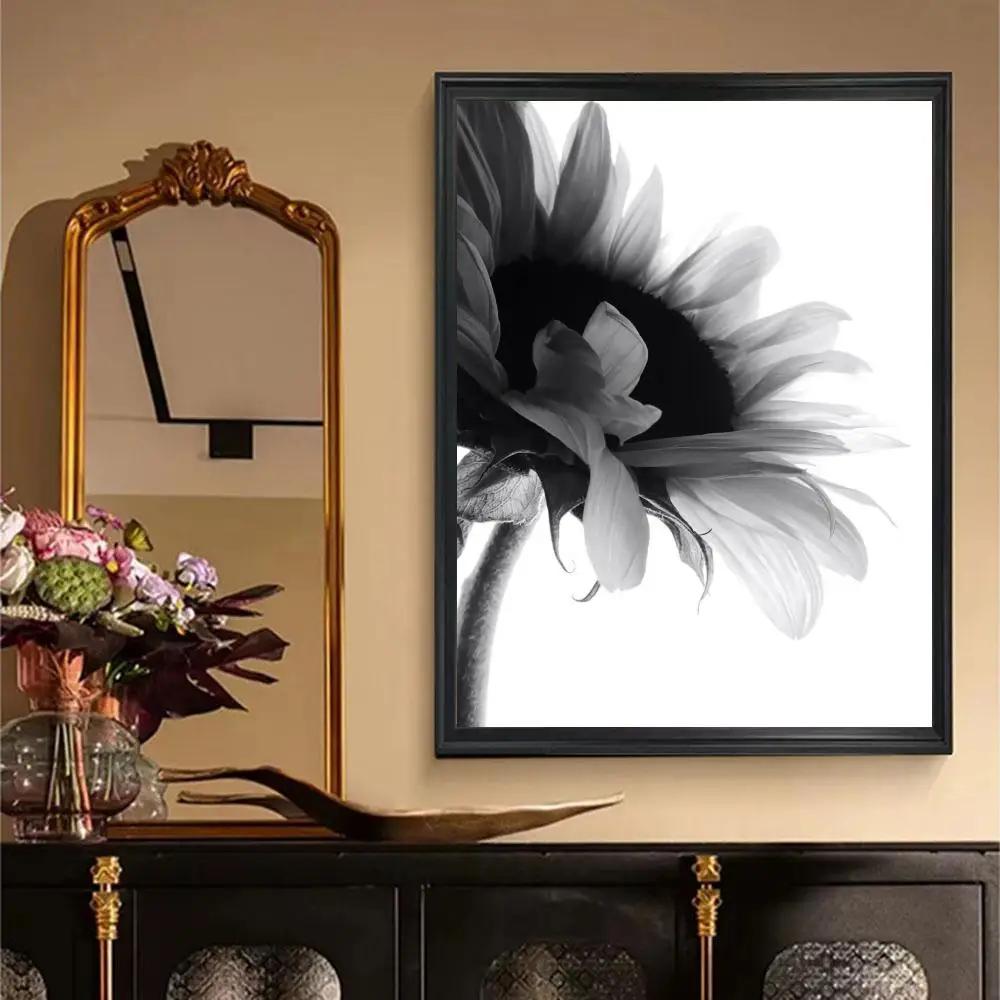 Black and White Wall Art Plant Flower Poster Printing Canvas Painting Nordic Living Room Home Decoration Wall Painting