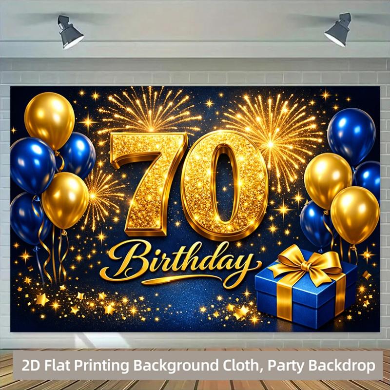 1 Stück 2D-Hintergrundstoff, Polyester-Hintergrundstoff für eine 70. Geburtstagsfeier-Szene, Party, Indoor und Outdoor