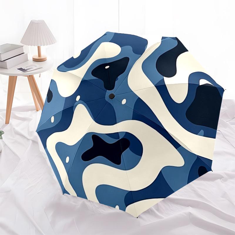 1 Stück Ozeanwellen Automatischer Öffnen/Schließen Regenschirm mit One-Touch-Knopf,, Winddichtes Design Leichter Tragbarer Regenschirm für Frauen & Männer6060