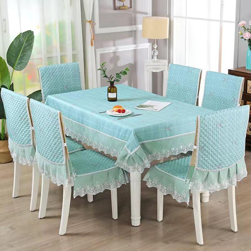Modern Minimalist Rectangular Dining Table Cloth Round Tablecloth Chair Cover Home Dining Chair Cushion Light Luxury with Lace