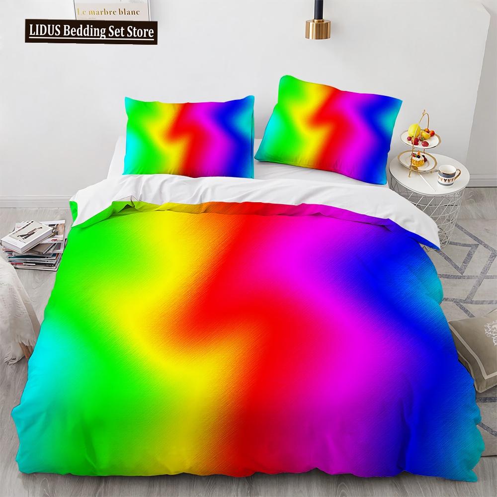Regenbogen Bettbezug Set 3D Druck Gras Himmel Muster Wunderschöne Landschaft Bettdeckenbezug King Size Für Kinder Mädchen Frauen Bettwäsche Set