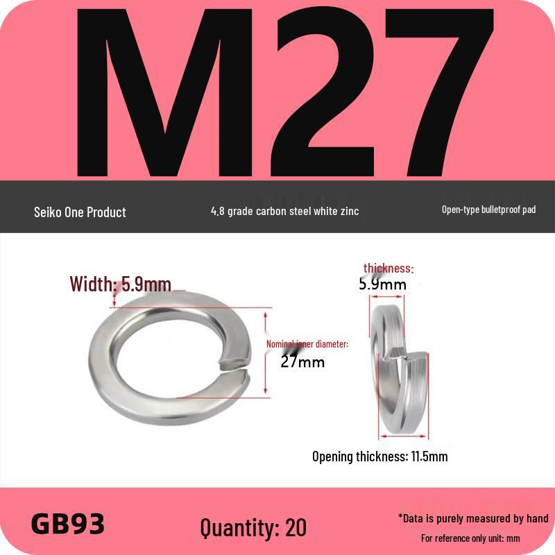 White Zinc-Plated Carbon Steel Split Spring Washer (4.8 Grade)