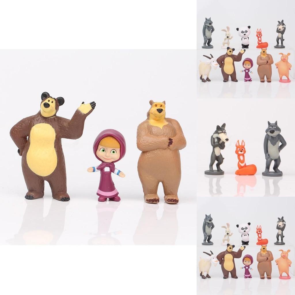 Adorable Masha And The Bear Action Figure Set Perfect For Cake Toppers And Playtime Fun