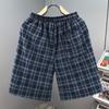 Men's Plaid Casual Shorts, Elastic Waist Drawstring Summer Beach Shorts (L-5XL)
