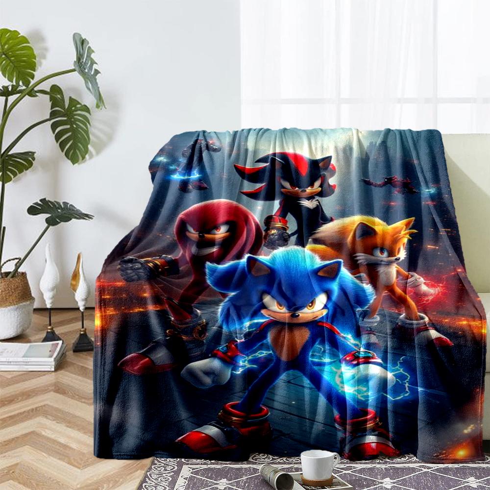 Sonic Theme Printed Blanket - Perfect for Couch, Bed, Travel & Outdoor Use | Machine Washable, Cozy & Durable.