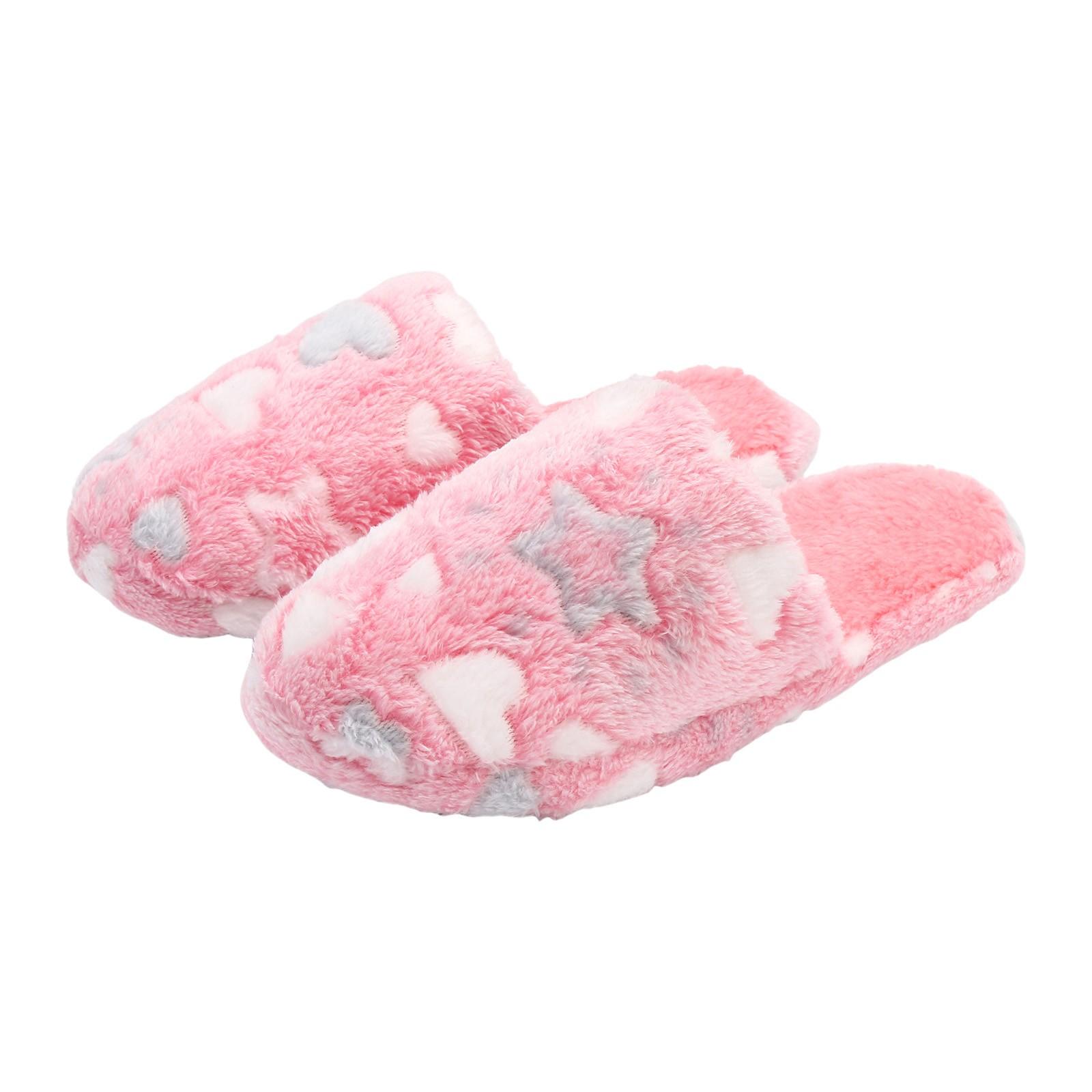 

Женские домашние тапочки из хлопка, модные, не позиционирующие, с принтом «любовь-звезда», домашние теплые тапочки для женщин, нескользящие 44-45 розовый