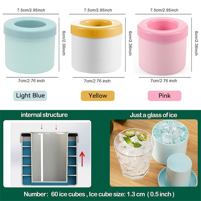 Mucegai pentru cuburi de gheață din silicon, găleată rotundă pentru gheață, vară, de casă, bricolaj, frigider, congelator, gheață, găleată creativă pentru cuburi de gheață, instrumente de bar