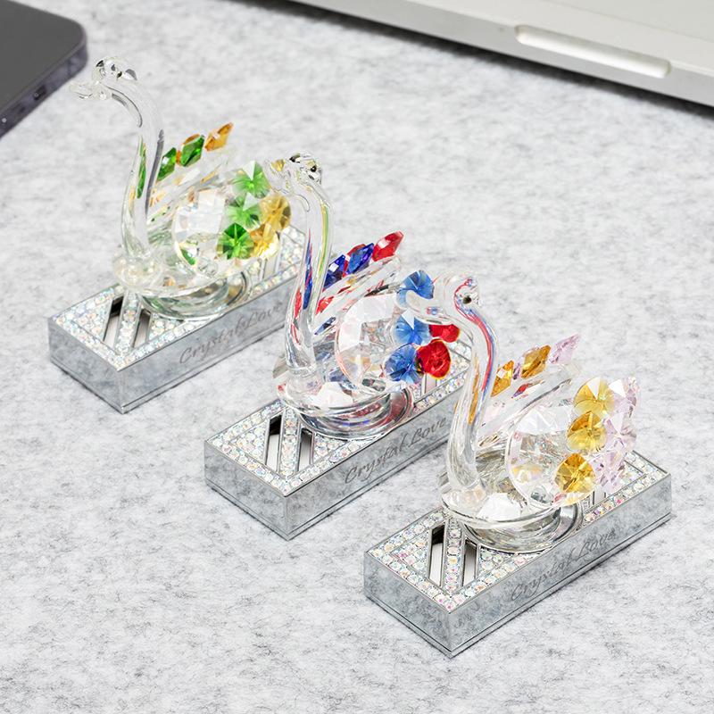 Crystal Swan Car Air Freshener & Perfume Holder - Stylish Interior Ornament