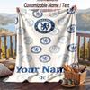 Flannel Blanket Chelsea FC Print Custom Name Text Soft Throw for Sofa Bed