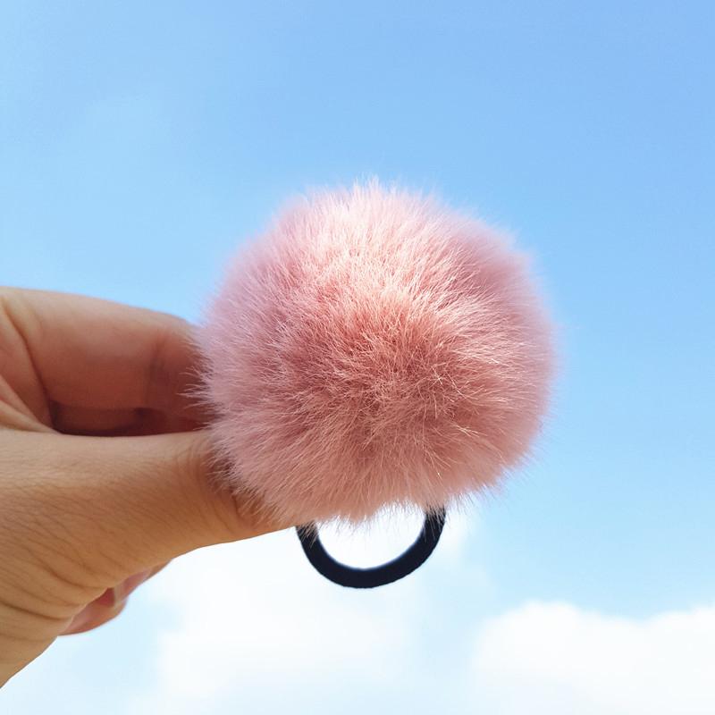 Candy Color Imitation Rabbit Fur Pompoms Elastic Hair Rubber Band Scrunchie Women Plush Hair Rope Autumn Winter Hair Accessories