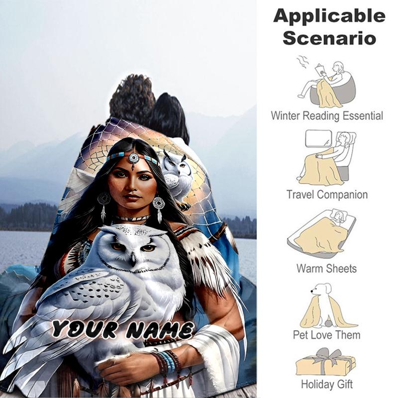 1PC Custom Name Dreamcatcher Spirit Connection flannel blanket versatile,all-season throw suitable for the living room,bedroom,camping,travel,and gift