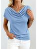 European and American Women's High Neck Summer Pullover T-shirt