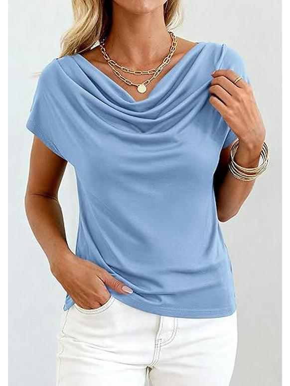 European and American Women's High Neck Summer Pullover T-shirt
