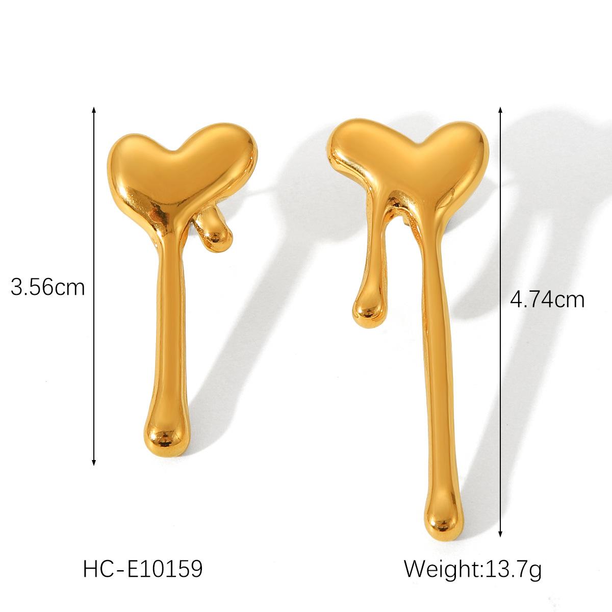 18K Gold Irregular Stainless Steel Studs, Stylish Titanium Steel Bowknot Heart Earrings for Women
