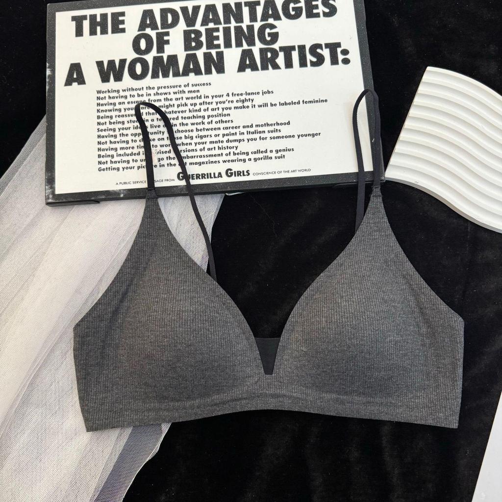 Best-Selling Thin Strap Deep V-Neck Triangle Cup Bra for Small Busts – Stylish Summer Back Design