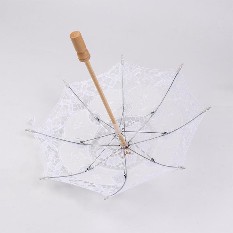 Vintage White 15/19/30/38Cm Lace Parasol Umbrella Embroidery Cotton Lace Flower Girl Umbrella Kids Sun Umbrella Photo Prop