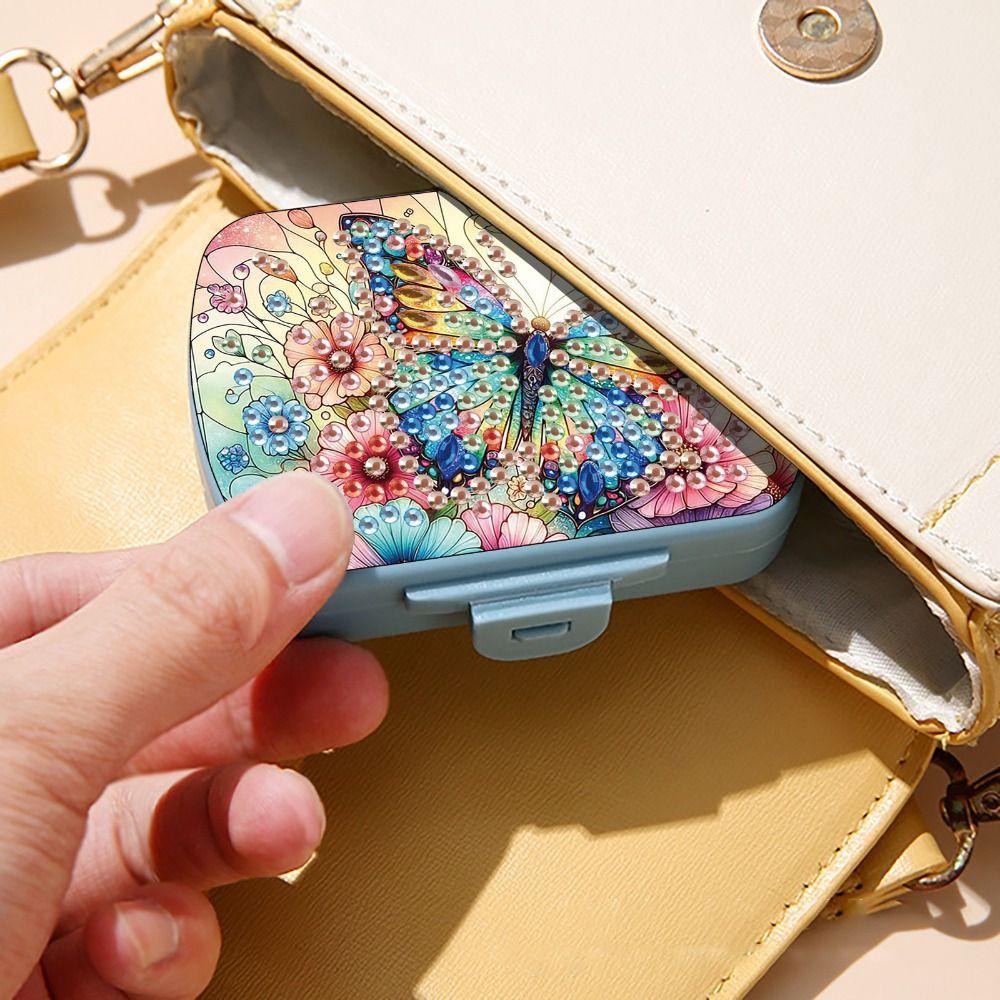 Mini 6 Grid Diamond Painting Pill Case Classification Storage Moisture-proof Pill Dispenser Portable Drug Storage Box