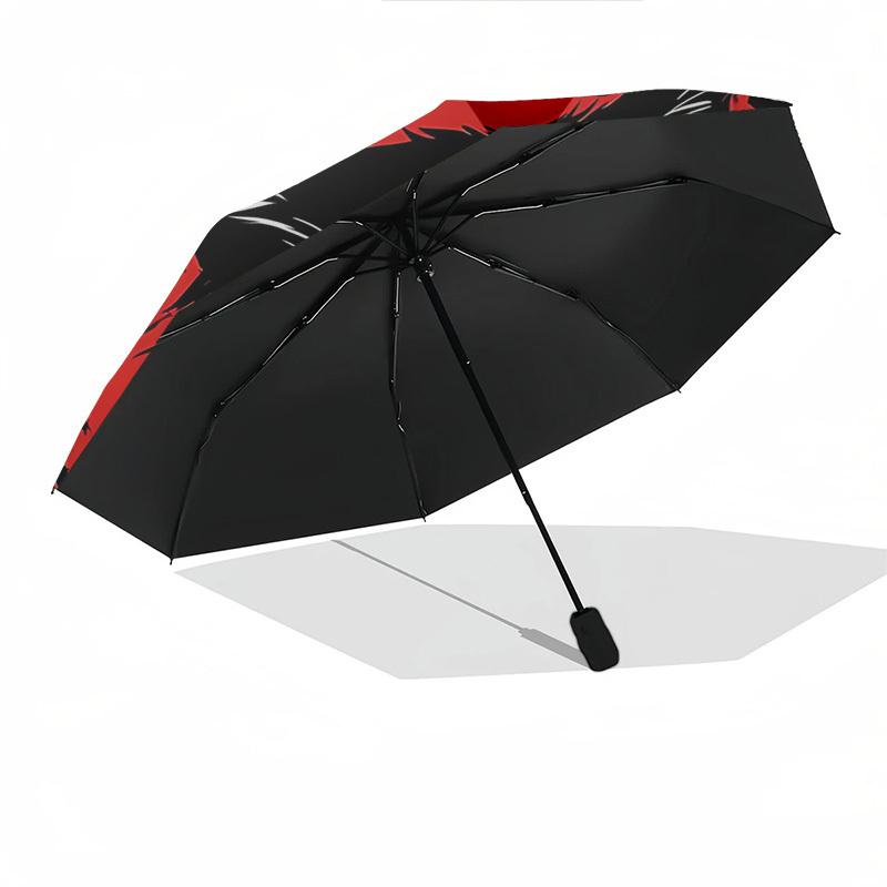 1pc Black Cat Red Moon Auto Open Close Umbrella, Portable 3-Fold Design, 8-Bone Iron Frame Outdoor Umbrella, Perfect Gift for Fans, Travelers, Daily U