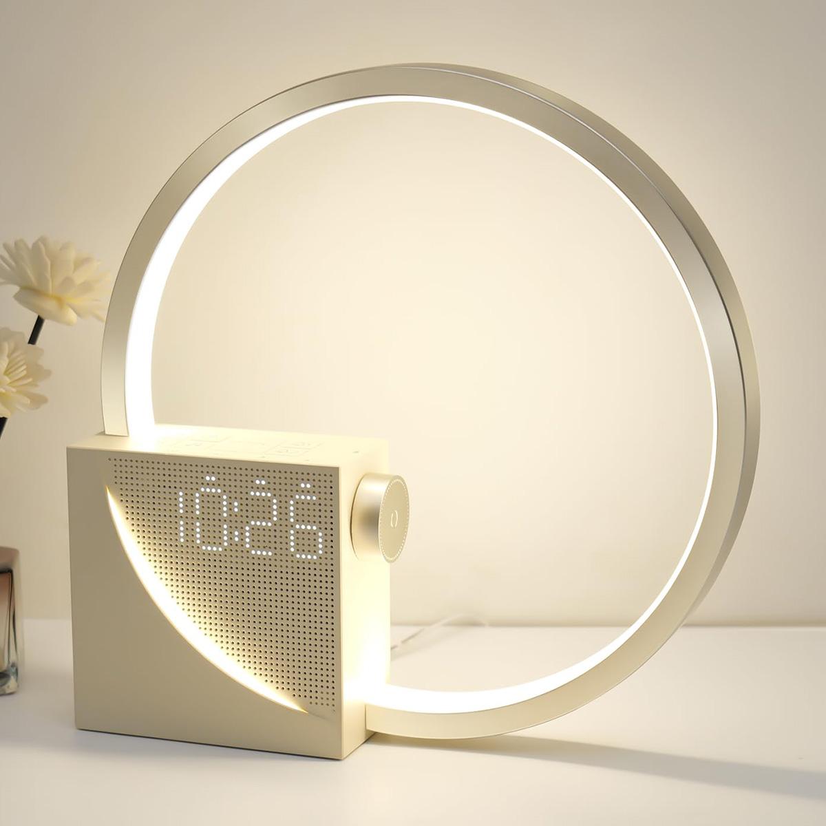 

AJ300D Multi-Function Desk Lamp Alarm Clock White Noise Touch Control Wake-Up Light,EU Plug A