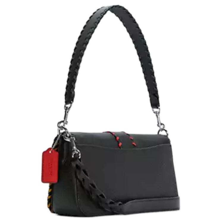 Coach Georgie 27 Solid Color Color Block Stitching Flap Crossbody Bag Women Shoulder Bag Black C5790-SVA47
