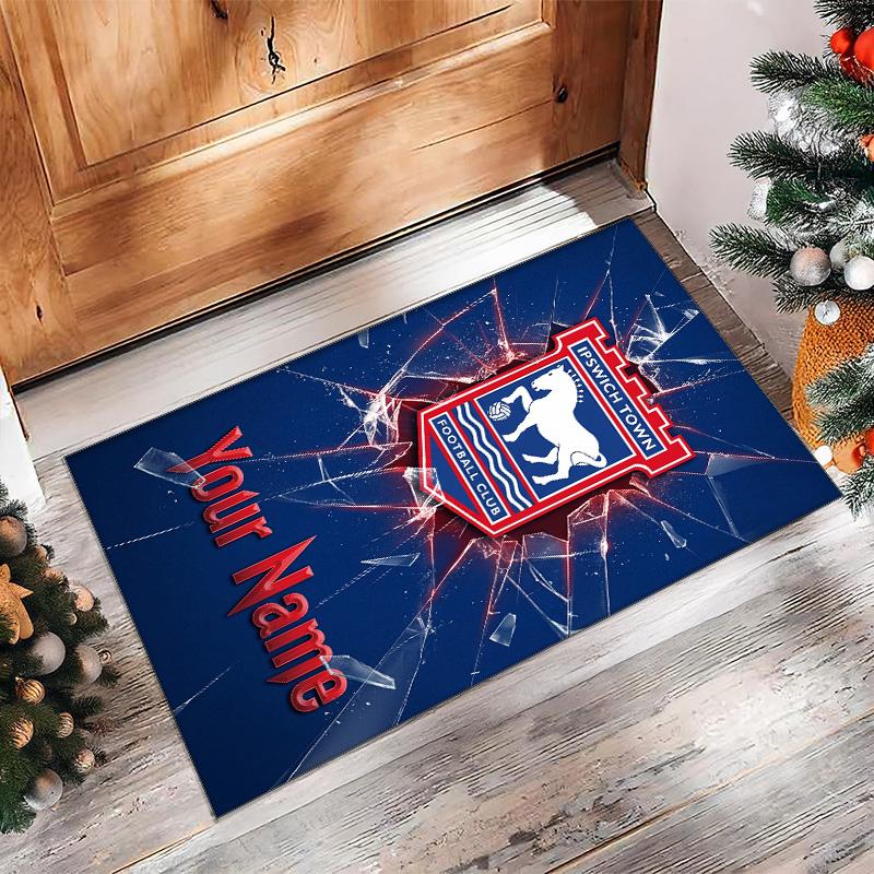 Ipswich Town Printed Crystal Velvet Rug Non‑Slip Crystal Velvet Carpet For Sofa Bedroom Indoor Home Decoration