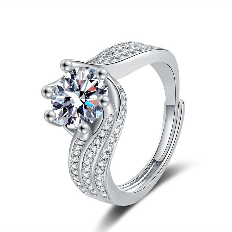 Douyin Exclusive 3-Carat Zircon Three-Row Diamond Line Ring