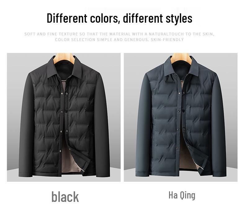 Leichte Herren-Daunenjacke mit Revers - Herbst/Winter Mode 2025, Warm, Große Größen, Business Casual, Lockere Passform Oberbekleidung