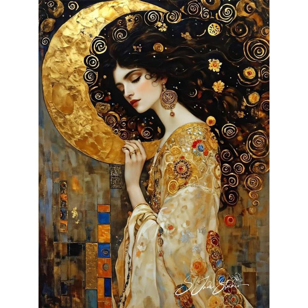 5D DIY Diamond Painting Art Gustav Klimt Cat and Woman Diamond Mosaic Full Diamond Home Decor Gift