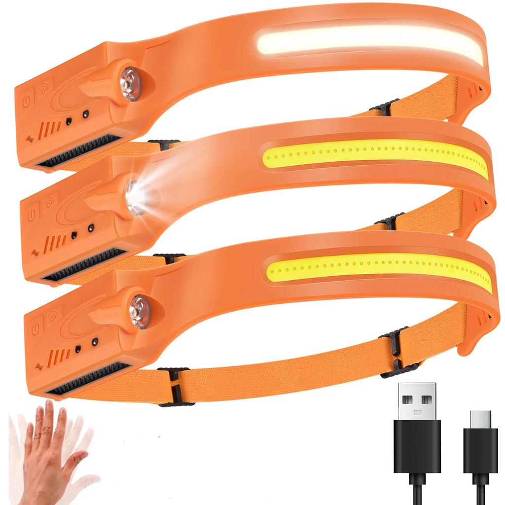 USB Rechargeable LED Headlamp for Cycling & Night Running - High-Intensity, Cross-Border Wave-Sensing