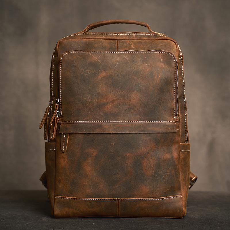 

Casual Genuine Leather Men s Backpack Camping School Backpack Travel Bag Office Backpack Laptop Bag For 17 Inch Laptop