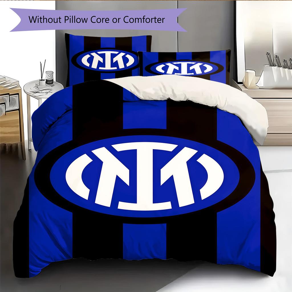 Inter Milan logo  Pattern Bedding Quilt Set Quilt Cover Pillowcase Home Decoration Birthday Gift (1 * duvet cover + 2 * pillowcase, without core)