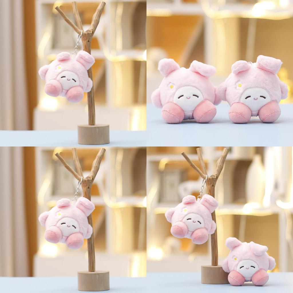 Mini Adorable Kirby Plushie Pendant With Rabbit Appearance For Backpack Decor