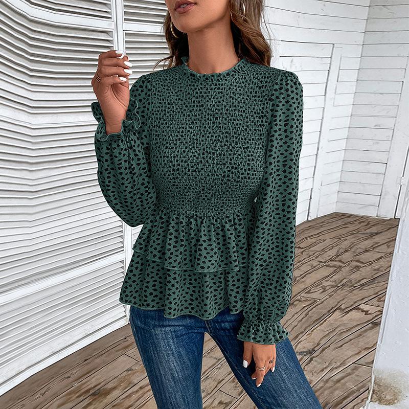Women's Fashion Casual Spring Autumn Leopard Print Long Sleeve Blouses & Shirts