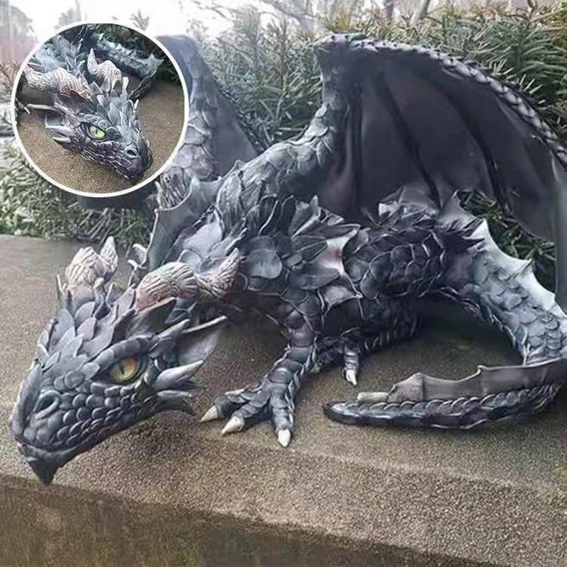 Large Squatting Dragon Resin Decorative Items, Decoration Design Large Squatting Posture Flying Dragon Home Design Ornaments